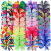 클립 바람개비 무지개 활 여자 아이 Hairbow 헤어 액세서리와 40PCS 3 ''그 로그 랭 리본 부티크 헤어 활