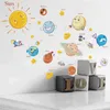 Zonnestelsel Cartoon Muurstickers voor Kinderkamers Sterren Outer Space Planeten Earth Sun Saturn Mars Poster Mural School Decor