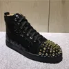 Original vogue Stilvolle Perlen Gold Studs High-top Rote Untere Sneaker Freizeitschuhe Für Männer Frauen Skateboard Designer Party Hochzeit Schuh