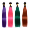 Cheveux vierges brésiliens péruviens cheveux humains indiens raides 1B / violet 1B / 350 Ombre couleur 1B / vert 1B / rose faisceaux de cheveux malaisiens 3PCS