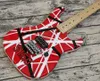 Büyük Kafa Kra Eddie Van Halen 5150 Beyaz Siyah Şerit Kırmızı Elektro Gitar Floyd Rose Tremolo Kilitleme Somunu, Akçaağaç Boyun Klavye