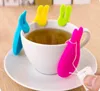 5 renkler Yeni Silikon Jel Tavşan Şekli Çay Poşeti Demlik Tutucu Şeker Renk Kupa Hediye Tavşan Silikon Çay Poşeti SN3196 standı