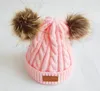 Cappelli di lana lavorati a maglia per bambini Cappelli in pelliccia sintetica con pompon Cappellini all'uncinetto invernali caldi per neonati Bambini Ragazzi Ragazze Berretti Accessori per capelli 9 colori dhl3056611