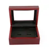 Rood Zwart PU Leer Houten Box Organizer Draagbare 12x16x7 cm 2-9 Gat Case Kampioenschap Sport Ring268J