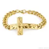 Mens cadeia pulseira Crucifixo Jesus Cruz Chain Link jóias de ouro Cor de aço inoxidável religiosa alta qualidade do presente para homens