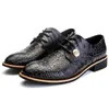 Merk Klassiek Lederen Mannen Krokodil Patroon Oxford Lace Up Wedding Party Man Bruin Jurk Schoenen Luxe Design