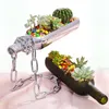 Kreatywna butelka wina sadzarka szklane terrarium na soczysty kaktus roślina powietrzna cięcie butelek wina w pół doniczka alkohol prezenty