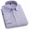 E-BAIHUI New Mens Long Sleeve Solid Oxford Dress Shirt Stripe High-quality Male Casual Regular-fit Tops Button Down Shirts L676