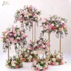 10PCS Floor Vases Gold Flower Vase Column Stand Metal Road Lead Wedding Centerpieces Rack Event Party Christmas Decoration