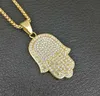 Мужское ожерелье с подвеской в виде руки Хамса в стиле хип-хоп, рок-стиль, полный кубический цирконий, 24 веревочные цепи, серебро, позолоченное, cz, мужское ожерелье Neckla222W