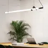 LED Acrylic Tube Pendant Lamp Minimalist Iron Suspension Light Cafe Bar Office Meeting Dinning Room Creative Hanging Lighting