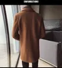 Zimowa długi płaszcz wełniany mężczyzna brązowy ciepły człowiek płaszcz koreański szczupły pasuje długą kurtkę mężczyźni trend brązowy czarny płaszcz mężczyźni casaco masculino cj191212