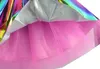 barn unicorn huvudband tutu klänning vinge 3pcs 1set unicorn prinsessa regnbåge tutu klänning barn födelsedagsfest kostym set kka7958