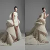 2020 فساتين زفاف Krikor Jabotian مع قطار قابل للانفصال تول الكشكشة التنانير المتدرجة عالية منخفضة فستان الزفاف مخصص Abiti Da Sposa