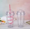 La dernière tasse de paille de bricolage 450ml Drinkware milkshake tasses à café en plastique à double couche de lait, la couleur peut être personnalisée