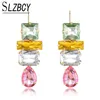 Nouvelle mode gland cristal boucles d'oreilles goutte couture couleur or longue balancent boucle d'oreille pour les femmes mariage déclaration bijoux