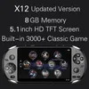 X12 Handhållen spelspelare 8GB Minnes Portable Video Game Consoles With 5 1 Inchs Color Screen Support TF Card 32 GB MP3 MP4 Player MQ2575