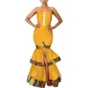 여성을위한 새로운 아프리카 드레스 Dashiki 망토 슬리브 아프리카 의류 플러스 사이즈 패치 워크 파티 드레스 여성용 WY3793
