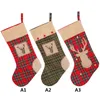 Julstrumpor Bag Cloth Striped Elk Socks Cartoon Santa Deer Stocking Xmas Tree Hängande Decoration Bag Snowman Santa Presentväska