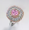 Hurtownia Europy i Stany Zjednoczone Nowa Obiad Żeńska Ring Temperament Elegancki Różowy Diament Ring Set Moda