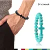 Fascino Bracciale in pietra naturale Croce nera lava opaca braccialetti con perline fatti a mano uomo donna preghiera catena fitness coppia gioielli regalo GD53