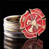 5pcs American Fire Rescue With Flag Obligatory Honor Brass Glory Craft 1oz Military Copper Memorial Challenge Coin5693221