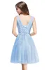 Cheap Junior Bridesmaid V Neck Tulle Short Homecoming Maid Of Honor Dresses Vestido De Festa With Lace Up Cps341