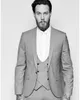 Beau un bouton Gris clair Gris Tuxedos Châle Lapel Men Suit 3 pièces Mariage / Prom / Dinner Blazer (Veste + Pantalon + Vest + Tie) W667