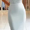 Голубые короткие платья для вечеринок 2020 года одно плечо кружево кружевное колено коктейль -платья для возвращения на заказ на заказ 3306i