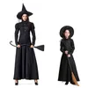 Robe longue noire filles femmes Costume de sorcière Halloween carnaval fête Cosplay diable déguisement sorcière Costume pour Parent-enfant