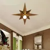 Full Copper Star Ceiling Light Fixture American Style Octagonal Dome Light Simple Balcony Porch Aisle Stairs Kitchen Ceiling Lamp