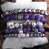 MD Fashio Set di braccialetti con perline Pietra naturale Metallo Cristallo 5 pezzi Braccialetti Set di braccialetti per gioielli di moda da donna