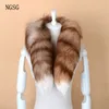 NGSG Real Fox Fur Scarf Women Men randig vinter varm 8090 cm lång svans halsduk mode lyxkrage halsdukar wraps kvinnliga w001 c1817066554