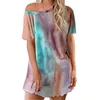 Tie Dye Pijamas de manga corta Tendencia de moda Vestido de verano para mujer Diseñador casual Ropa de madre Vestido de casa estampado suelto