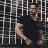 Yeni Tasarım Yaz Mektup Baskı Spor Crossfit Elastik T-shirt Erkekler Spor Salonları Rahat Sıkı Kısa Kollu T Shirt Vücut Geliştirme Tees Tops