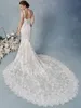 Date sirène Kenneth Winston robes de mariée chérie sans manches tulle dentelle appliques robe de mariée froncée balayage train robe de mari￩e