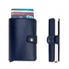 Mini PU Läder Automatisk Slide Korthållare Kreditkort Case Organizer Card Storage Bag Protector Men Business Wallets