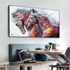 Kolorowe konie dekoracyjne zdjęcie płótno plakat nordycki zwierzę