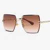 Crystal Square Rimless Sunglasses Lens Gradiente Transparente Clear Sun Glasses para mulheres Designer de marca vintage Big Ladies Eyewear1381860