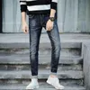 Erkekler Jeans Denim Kot Elastik Orta Kabuk Dar Ayak Kaliteli Pamuk Denim Moda Pantolon Giyim