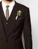 Popular One Button Groomsmen Peak Lapel Groom Tuxedos Trajes de hombre Boda / Prom Best Man Blazer (Chaqueta + Pantalones + Chaleco + Corbata) 501