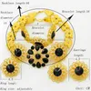 Juego de joyas nupciales Dubai Dubai Gold Jewelry Jeways para mujeres Africanas Big Flowers Collar Pendientes Joyería