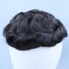 Newest French Lace Front Mens Hairpiece Bleached Knots Toupee Human Black Hair Replacement Poly Skin Pu Hair System Wig for Men7129846