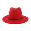 Unissex aba larga lã feltro fedora chapéus vermelho preto retalhos jazz formal chapéu cinto decro panamá boné trilby chapeau para homens mulheres8050928