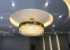 Modern crystal chandelier luxury living room stainless steel bedroom round hotel lobby art light luxury restaurant lighting LED lights MYY