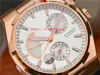 TW OVERSEAS Assista multi-função swiss 1222 automático GMT mecânica Data de exibição reserva Moonphase Poder Sapphire Case Gold Rose cristal