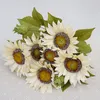 1 bukiet 13 głowic retro europejski styl obraz olejny Poczuj białe słoneczniki sztuczne kwiaty 50 cm