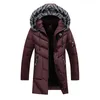 Parka invernale da uomo Solid Jacket 2019 Nuovo arrivo Cappotto caldo e spesso Giacca lunga con cappuccio Collo in pelliccia Cappotto imbottito antivento Moda Uomo V191205