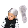 Nuevo Unisex niño largo sedoso transpirable Bandana turbante sombrero pelucas Doo Durag Biker headwrap cap Headwear sombrero de pirata accesorios para el cabello