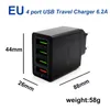 Chargeur rapide 3.0 chargeur rapide 4 Ports chargeur de voyage 6.2A chargeur USB pour Samsung Galaxy S8 Xiaomi 5 pour adaptateur iPhone prise ue/US